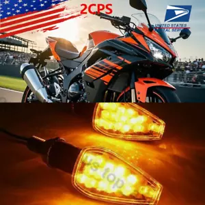 12V Mini Motorcycle LED Turn Signals Blinker Light Indicator Amber Lamp 2PCS US - Picture 1 of 10