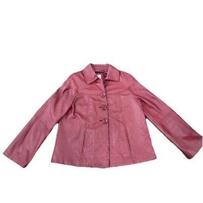 Chaqueta de cuero WORTHINGTON para mujer M roja 100 % piel de cordero genuina Foto 1 de 4