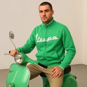 FELPA UOMO VESPA VERDE SENZA CAPPUCCIO TAGLIA L - Picture 1 of 3