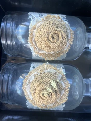 Copas de tostado de vino rústicas para boda para él y ella tarro de encaje floral Foto 1 de 4