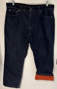 LL Bean Flannel Lined Jeans Mens 36x29 Blue Denim Workwear - Picture 1 of 10