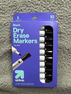 Marcadores de borrado en seco negros Up&up punta de cincel 10 unidades bajo olor aula oficina Foto 1 de 3