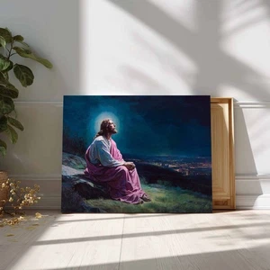 Jesus Christ Motivational Inspirational Oil painting Picture Printed on canvas - Picture 1 of 11