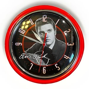 Elvis Presley 9" Signature Wall Clock Round Red - Picture 1 of 5