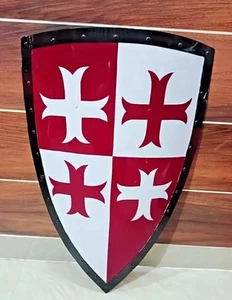 Medieval Knight Shield Armor Wooden Battle Warrior Templar Heavy Crusader Shield - Picture 1 of 4