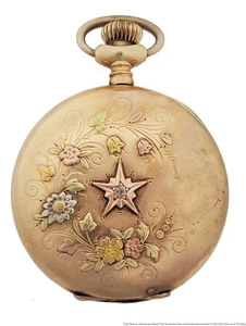 Reloj Bolsillo Elgin Multicolor Pesado GF Diamante Art Nouveau Damas Cazador Garrapatas	 - Imagen 1 de 9
