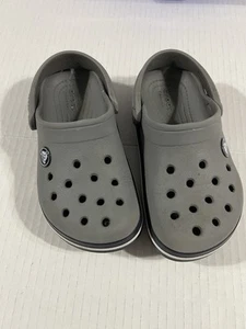 Crocs Gray With Navy And White size toddler 10 - Picture 1 of 3