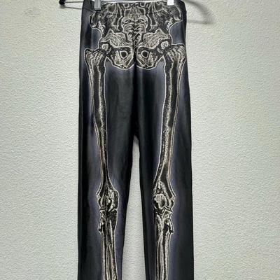 BlackMilk Womens Leggings Skeleton XS Black Gray Legs - Image 1 of 3