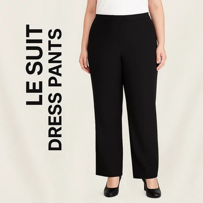 Le Suit Women’s Dress Pants Sz 18 Black Classic Straight Leg Lined Trousers - Image 1 of 4