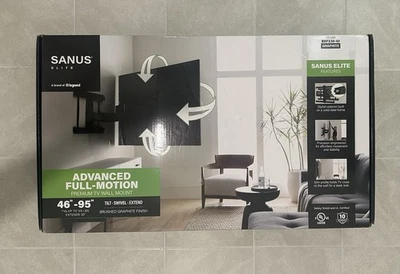 SANUS Elite-Advanced Full-Motion TV Wall Mount 46"-95" TVs up to 175lbs Graphite - Image 1 of 4