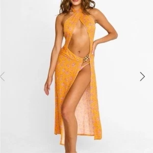 Beach Bunny Traje de Baño Sadie Naranja Floral Midi Vestido Playa Encubrimiento Talla Mediana - Imagen 1 de 9