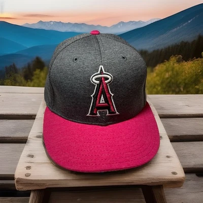 ANAHEIM ANGELS GRAY & PINK NE 5950 FITTED 7 1/8 CAP/HAT VERY NICE LOOKING CAP. - Image 1 of 4