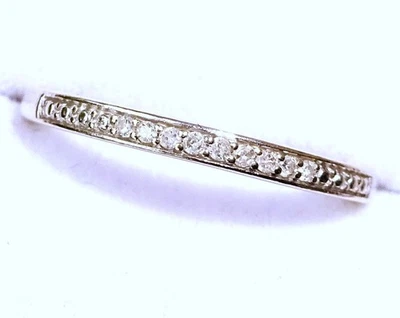 9ct White Gold 0.04ct Channel Set Diamond Half Eternity Ring, Size O - Image 1 of 4