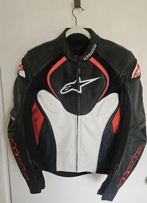 Alpinestars Hombres 40 Mandíbulas Flujo de Aire Cuero Perforado Chaqueta Forro y Almohadillas Usado 3X Foto 1 de 4