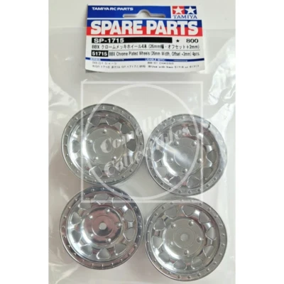 Tamiya Spare Parts BBX Chrome Plated Wheels Offset +2 (4 pcs) 51715 - Image 1 of 2