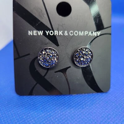 New New York & Company Black Sparkle Stone Round Stud Earrings Fashion Jewelry - Image 1 of 4