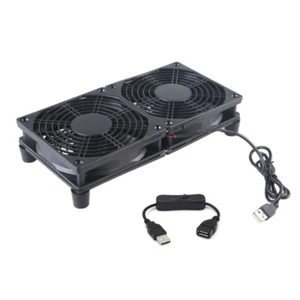 Router Cooling Fan For TV Box Radiator Fan Base Bracket 2 Fan Design USB 5V2A - Photo 1/10