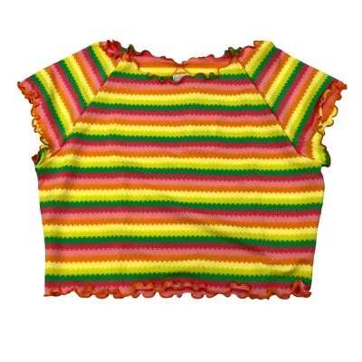 Top de natación L*Space para mujer flor silvestre manga corta neón rayas XS nuevo Foto 1 de 4