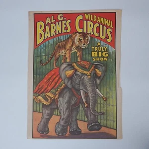 Vintage Rare Al G. Barnes Wild Animal Circus Poster Dated 1960 19”HX13 1/2”W - Picture 1 of 2
