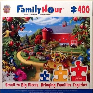 Apple Of My Eye Red Barn Apple Trees Cows Giana Family Hour 400 pc 24X18 Puzzle - Picture 1 of 1