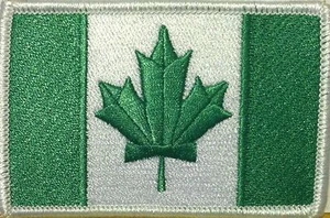 Parche de bandera de Canadá con cierre de gancho y bucle verde Kelly y blanco borde blanco - Imagen 1 de 1
