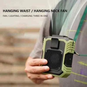 Portable Waist Clip on Fan Hanging Cooling Fan USB Rechargeable Power Bank Fan - Picture 1 of 12