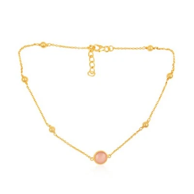 Colgante de calcedonia rosa chapado en oro amarillo con pequeña bola collar joyería regalo Foto 1 de 2