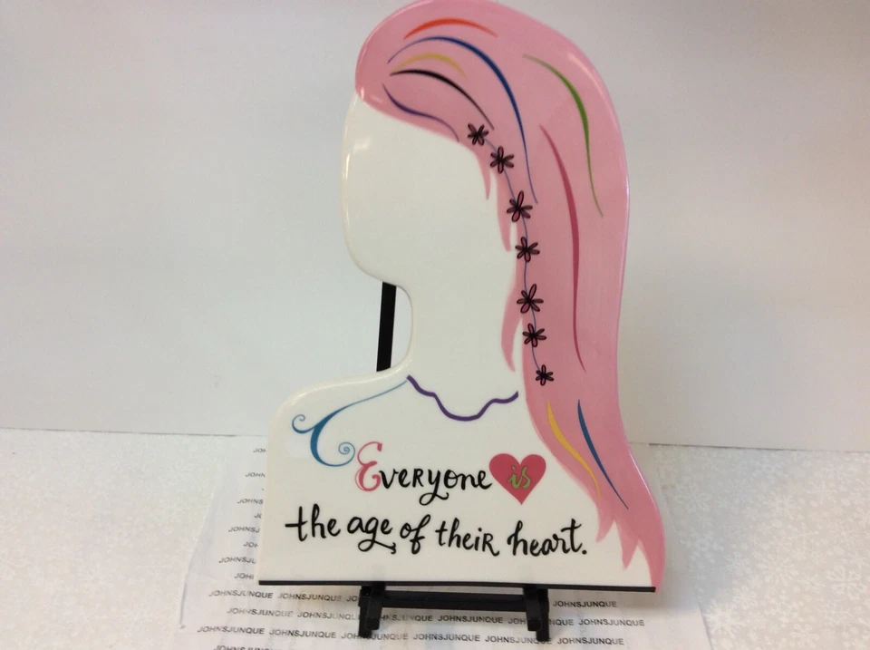“EVERYONE IS THE AGE OF THEIR HEART” HALLMARK NEW CERAMIC PLAQUE WITH STAND - Image 1 of 3