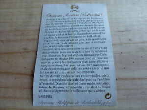 contre étiquette vin chateau Mouton Rothschild 1999 Original wine back label