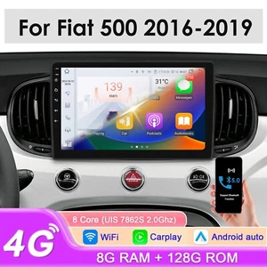 Per Fiat 500 2016-2019 Autoradio Android 13 Carplay GPS NAVI 4G WIFI RDS 8+128GB - Foto 1 di 24
