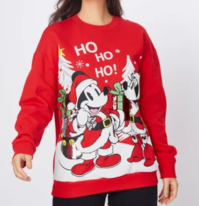 Disney Mickey Mouse Flip Sequin Christmas Sweatshirt UK Size Medium - Picture 1 of 4