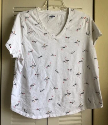 Old Navy XXL Women's T-Shirt Peace Love Shine Bright White Everywear ~EUC~ - Image 1 of 4
