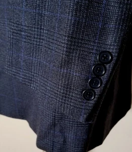 Vintage neu 50R Hickey Freeman blau schwarz Glencheck Blazer Sport Mantel Jacke Herren - Bild 1 von 6
