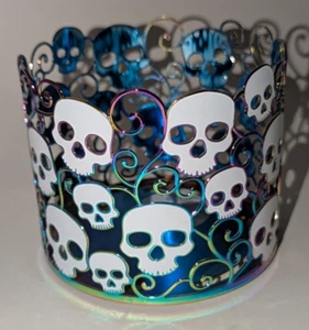 Bath and Body Works Glow In The Dark Skulls Candle Holder Sleeve 2022 Halloween - Afbeelding 1 van 9
