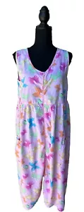 SIMPLY BASIC House Dress Robe M L Pink Seersucker Butterfly Pattern Sleeveless - Picture 1 of 10