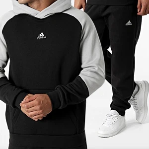 Adidas Tuta da Uomo Nero Felpa con Cappuccio S M L XL felpata invernale sportiva - Imagen 1 de 8