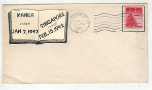 WW2 Patriotic 1945 LEGALLEZ SCARCE 3RD ANNIV OCCUPIED NATIONS MANILA & SINGAPORE - Picture 1 of 1