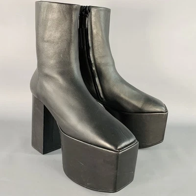 Botas BALENCIAGA FW16 Pasarela Talla 9 Cuero Negro Tobillo Pantorrilla Plataforma Alta Foto 1 de 4