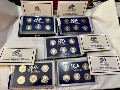 5 Quarter Mint Proof Sets 1999, 2003, 2004, 2005, & 2007 - Image 1 of 4
