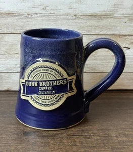 Dunn Brothers Coffee Arden Hills, Minnesota Grey Fox Pottery Coffee Mug Blue - Picture 1 of 8