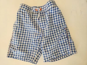 EUC Mini Boden Boys 9-10 Blue Gingham Check Swim Shorts Trunks Brief Liner - Picture 1 of 17