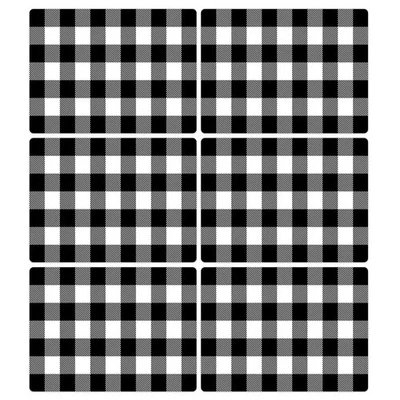 黑白塑料桌椅 6 件套格子格子桌垫黑色 Buffa... — 第 1/4 张图片