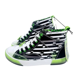 New Beetlejuice grün schwarz weiß gestreift High-Top Sneaker Schuh Damen 9,5 - Bild 1 von 7