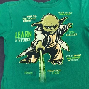Disney Star Wars The Force Master Yoda Jedi T-shirt Tee Green Kids - Picture 1 of 6