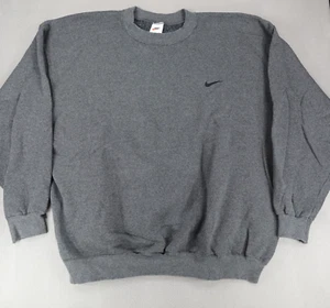 Nike Sweatshirt Mens XL Vintage White Tag Gray Crewneck Swoosh 90s Y2K Pullover - Picture 1 of 7