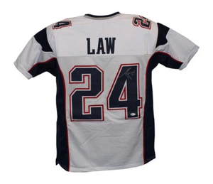 Ty Law Autographed/Signed Pro Style White XL Jersey BAS 31155 - Picture 1 of 4