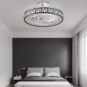 LED Modern Invisible Ceiling Fan Light Dimmable Chandelier Fan Lamp W/ Remote - Picture 1 of 13