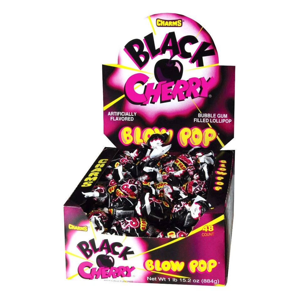 Charms Blow Pop Black Cherry Flavor 48 Count / 1.95 Lbs *
