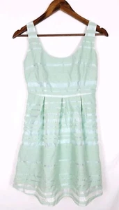 Esley Mint Turquoise Pleated Lined Textured Mesh Sleeveless Dress - Size Small - Picture 1 of 5