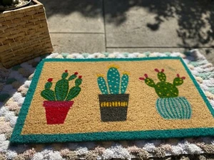 DafMat-PVC Tufted Coir Door Floor Mat/Entrance Mat Indoor/Outdoor-Design Cactus - Picture 1 of 5
